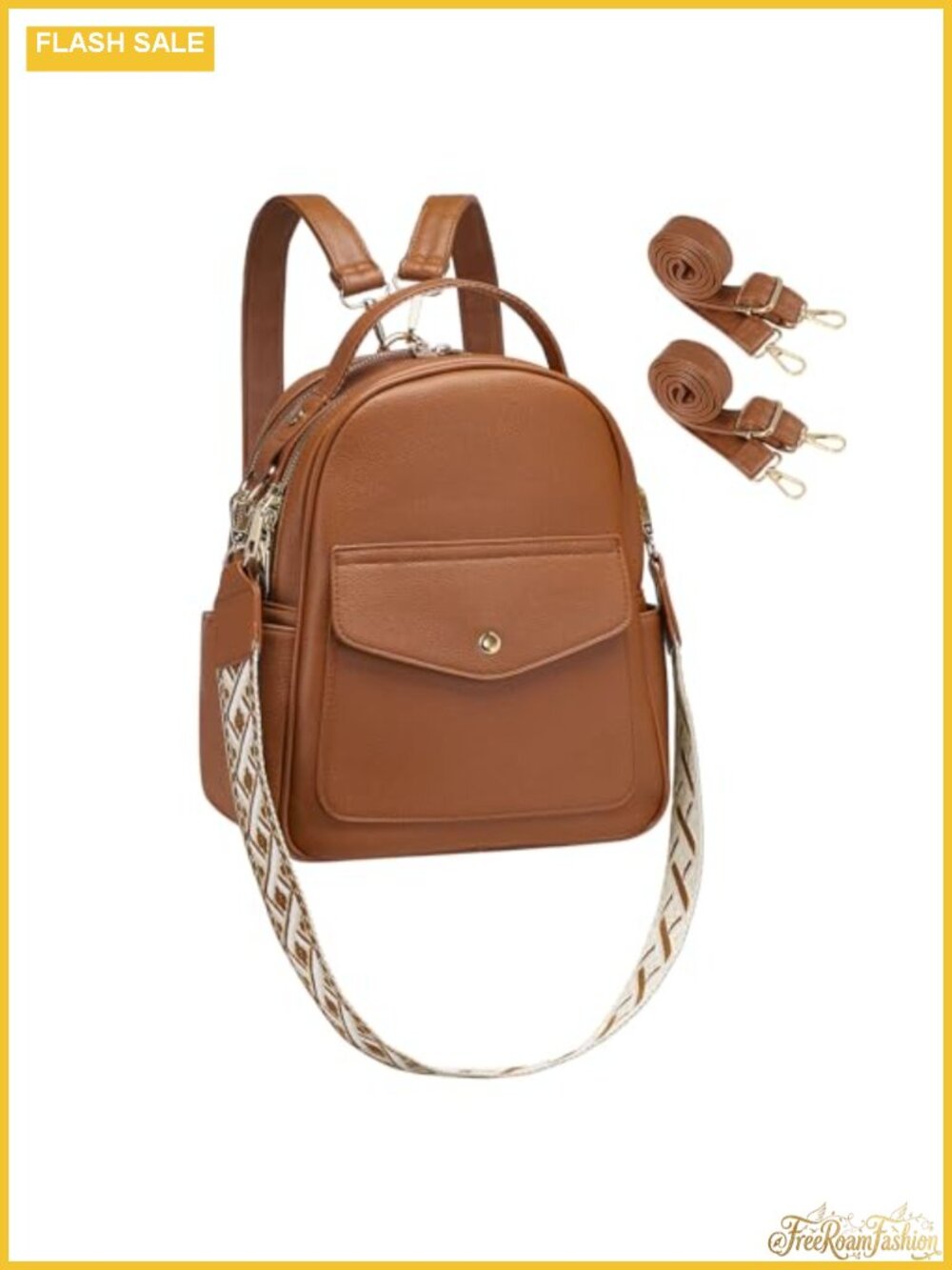 Small PU Leather Mini Backpack Purse for Women, 3 Zippered Pockets, Anti-Theft,